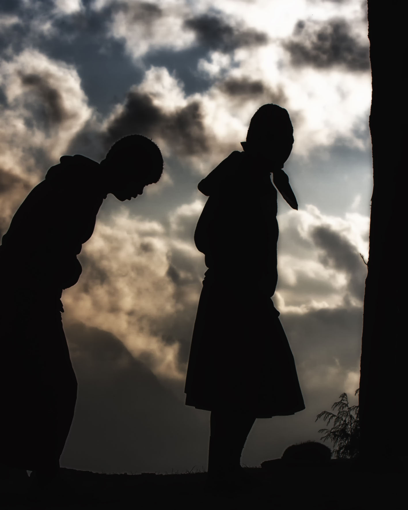 Dancing Monks in Silhouette