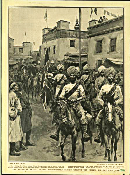 Sketches from old history books, showing Younghusband's Tibet campaign in 1904a